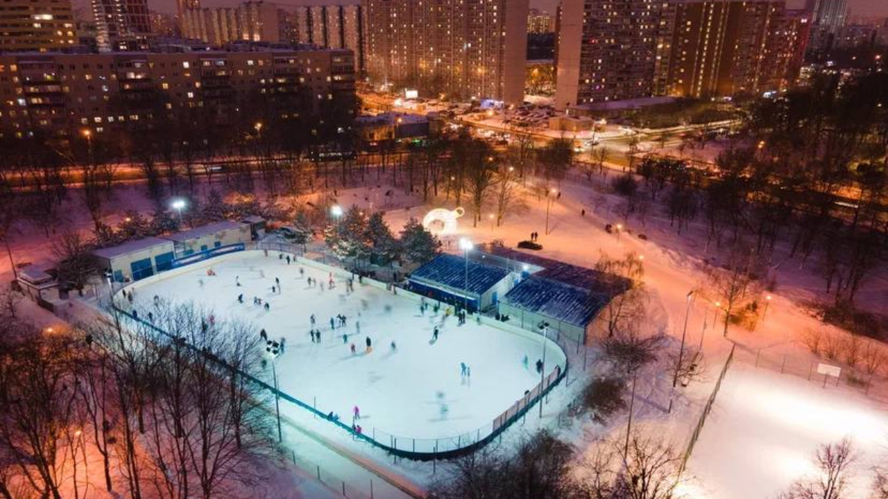 Каток в сквере лисицына носит имя. Парк красная Пресня каток. Каток в парке красная Пресня. Парк Дубки каток. City каток в парке «красная Пресня».